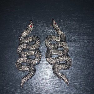 Statement Oversized Rhinestone Snake Earrings